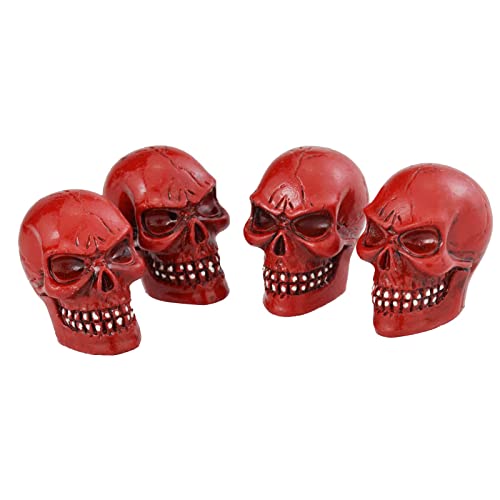 Valve Stem Caps Skull Wheel Air Stem Covers Car Tire Rim Heads for Most Vehicles Bicycles Motorcycles, Red - color: Red