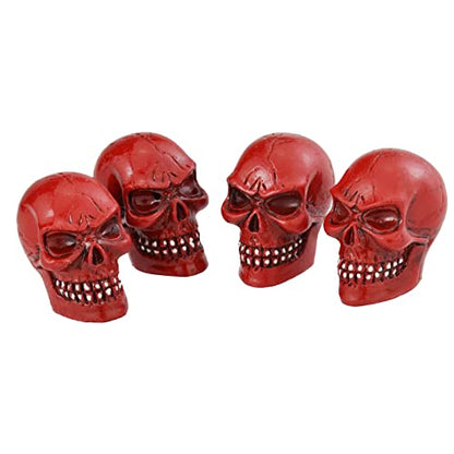 Valve Stem Caps Skull Wheel Air Stem Covers Car Tire Rim Heads for Most Vehicles Bicycles Motorcycles, Red - color: Red