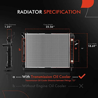 A-Premium Engine Coolant Radiator Assembly with Transmission Oil Cooler