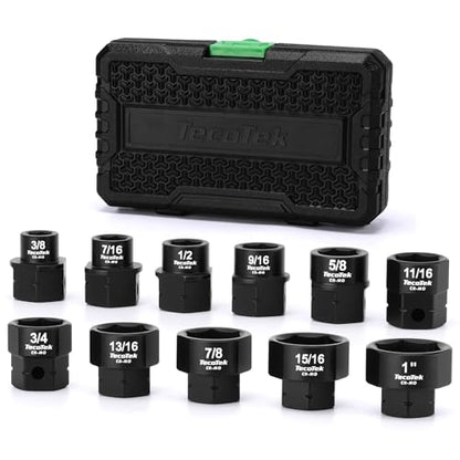 TecoTek 11Pc 1/2" Drive Low Profile Nano Impact Sockets - SAE - size: 3/8" - 1"(1/2" Dr.)