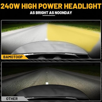 240W High Power Dual Motorcycles LED Headlight High Low Beam with DRL E24 Projector Head Lamp Compatible with Road glide 2015-2023 (Yellow+white) - color: White + Yellow