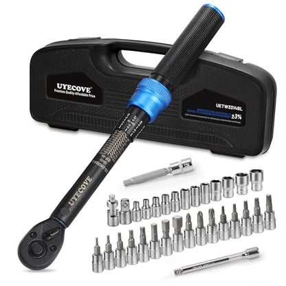 1/4-Inch Drive Click Torque Wrench Set 33Pcs 20-240IN.LB/2.3-27.1Nm - size: 1/4'' DR., style: 20-240IN.LB 33pcs(Blue)