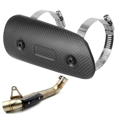 Exhaust Heat Shield, Universal Dry Carbon Fiber Exhaust MidPipe Heat Shield Guard Protector Kit Replacement Accessories for Motorcycle