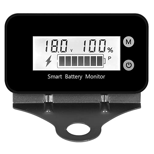 IPX7 Waterproof Battery Monitor 7-100V,12v 24v 36v 48v 60v 72v Digital Display Lead-Acid & Lithium-ion Battery Voltage Remaining Capacity Percentage Tester with Bracket, Temp & Alarm(White) - color: White(IPX7 Waterproof)