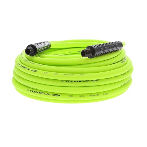 Flexzilla Air Compressor Hose, 1/4 in. x 50 ft., 1/4 in. MNPT Fittings, No-Kink, All Weather, Lightweight, Premium Hybrid Polymer, 300 PSI, ZillaGreen - size: 50ft, style: 1/4"