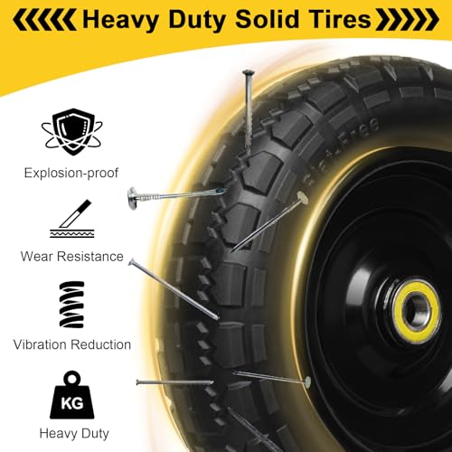 13 Inch Solid Rubber Tires, 4.00-6 Tire Flat Free with 5/8" Bearings, 2.17" Offset Hub for for GOR Garden Carts, Garden Wagon Carts, Trolleys, Hand Trucks and Utility Cart(2 Pack) - size: 13 INCH - 2 PACK