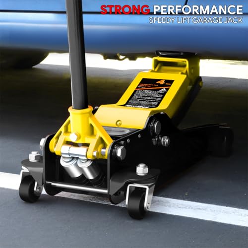 DNA Motoring Low Profile Hydraulic Trolley Service/Floor Jack, 4 Ton (8000 lbs) Capacity, Lifting Range 4.5"-20", Yellow, TOOLS-00307-YL - color: Yellow, style: 4 ton