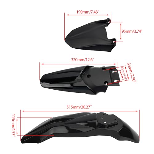 Motorcycle Fender Set Shock Front Rear Mudguard Fender Protector Compatible with Talaria Sting MX3 MX4 Electric Dirt Bike-Black - color: Fender Kit, size: Plastic