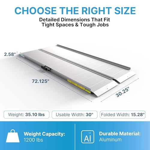 EZ-ACCESS Traverse Aluminum Singlefold Folding Ramp, Silver, 6 ft, ATVs - size: 6 Foot, style: Singlefold