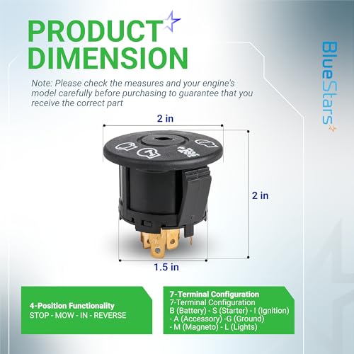 BlueStars 532193350 193350 Ignition Switch 2 Keys 4 Position 7 Terminals - size: 193350 - 7 Terminals