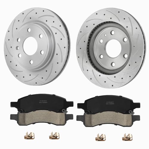 12.80" inch Front Drilled and Slotted Brake Rotors Kits - size: S-55150+D1169
