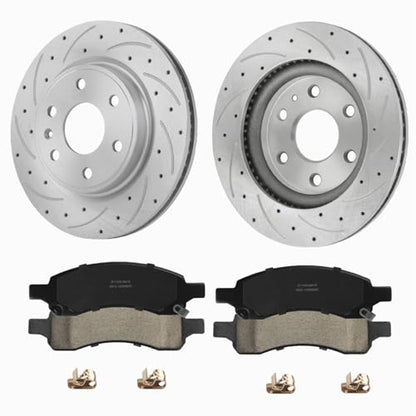 12.80" inch Front Drilled and Slotted Brake Rotors Kits - size: S-55150+D1169