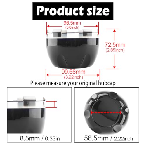 4Pcs 99.5mm(3.92inch) Wheel Center Caps for Helo Maxx 6 Wheel Rim Replacement 789K101 X1834147-9SF Hub Cap, (Gloss Black, Inner 96.5mm 3.8in) - color: Gloss Black, size: 99.5mm Outer, 96.5mm Inner, Gloss Black