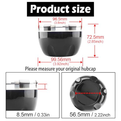 4Pcs 99.5mm(3.92inch) Wheel Center Caps for Helo Maxx 6 Wheel Rim Replacement 789K101 X1834147-9SF Hub Cap, (Gloss Black, Inner 96.5mm 3.8in) - color: Gloss Black, size: 99.5mm Outer, 96.5mm Inner, Gloss Black