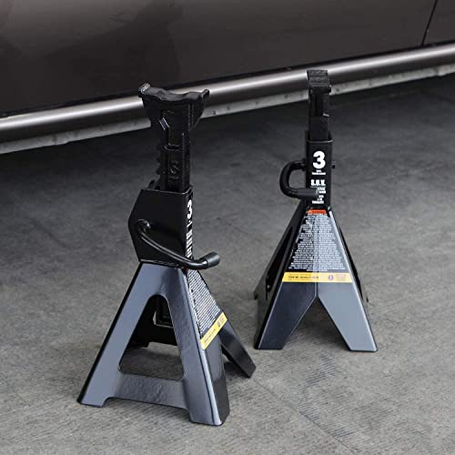 Big RED AT43006BR Steel Jack Stands: 3 Ton (6,000 LBs) Capacity, 2 Pack, Black - size: 3 TON