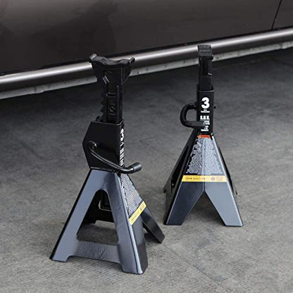 Big RED AT43006BR Steel Jack Stands: 3 Ton (6,000 LBs) Capacity, 2 Pack, Black - size: 3 TON