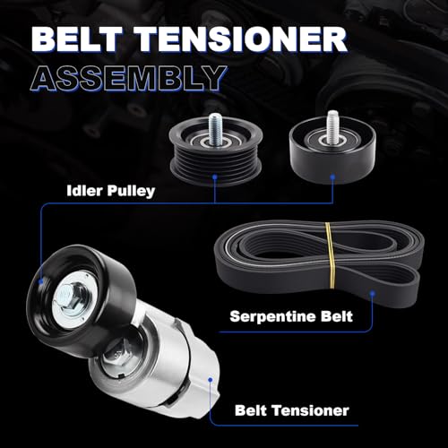 Tensioner, Idler Pulley & V-Ribbed Serpentine Belt Kit for K-ia & Hyu-ndai - size: 2528125000
