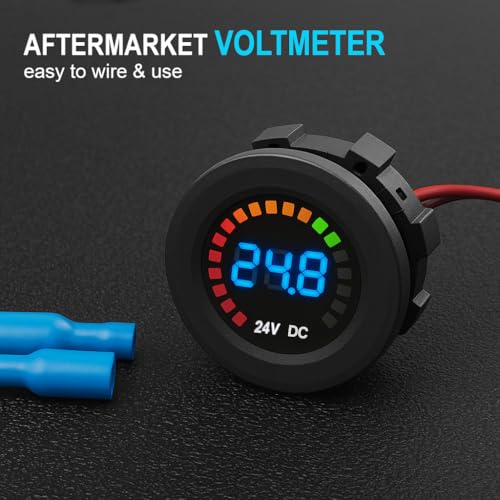 MGI SpeedWare 24vDC Voltmeter Gauge with Blue LED Digital Display (Long Body) - size: 24V Long Body