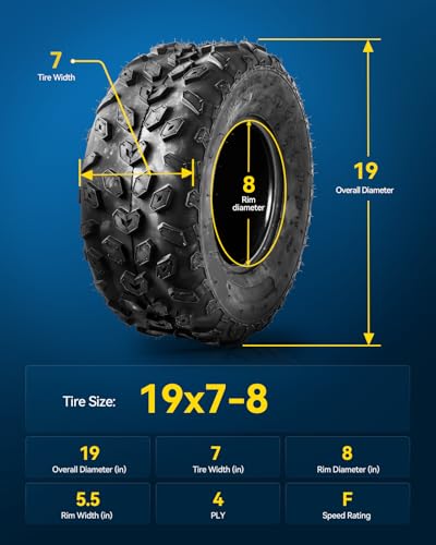 PHILTOP 19x7-8 ATV UTV All-Terrain Tires,Go Kart Mini Bike Tire,4PR, Set 2 - color: Z-122 -2PCS, size: 19x7-8