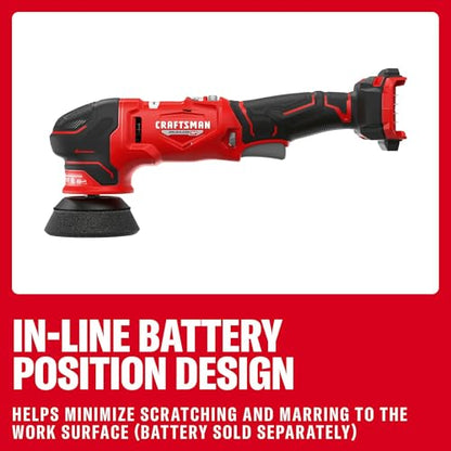 CRAFTSMAN 3 in. Dual Action Buffer Polisher, V20 Brushless Cordless Orbital Polisher, Variable Speed, Tool Only (CMCE130B)