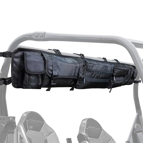 Larswon Heavy-Duty UTV Roll Cage Storage Bag Organizer - 7-Pocket Water Resistant Gear Bag Compatible with Polaris RZR, Can-Am, Honda Talon, Yamaha, ATV & Golf Carts Black - color: Black