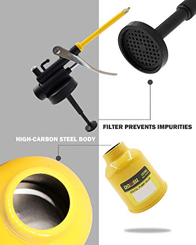 DOWELL Oil Can Pump Oiler 6.8oz 200ml, Oil Squirt Can Metal, Yellow - size: 6.8 oz