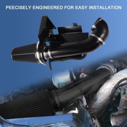 4" Cold Air Intake Kit with Heat Shield Replacement For Silverado 1500/2500/3500 1999-2006 for GMC/Chevy Sierra V8 4.8L/5.3L/6.0L 1999 2000 2001 2002 2003 2004 2005 2006 (Black & Black) - color: Black & Black