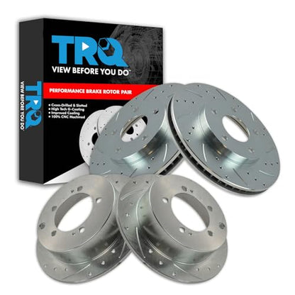 TRQ Performance Front & Rear Brake Rotors Set 4 Piece Premium G-Coated - style: BRA13980