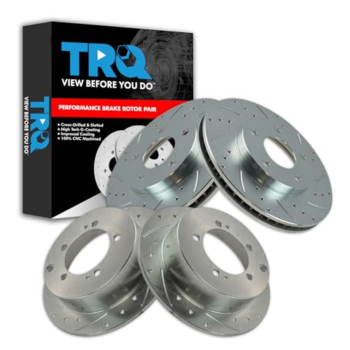 TRQ Performance Front & Rear Brake Rotors Set 4 Piece Premium G-Coated - style: BRA13980