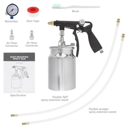 ChgImposs Undercoating Spray Gun Kit, 34 fl oz / 1 Liter Cup, Rust Proofing Gun for Truck Bed Liner, Car Underbody Coating, Rubberized Protective Spray Tool with Hoses (Black) - color: Black