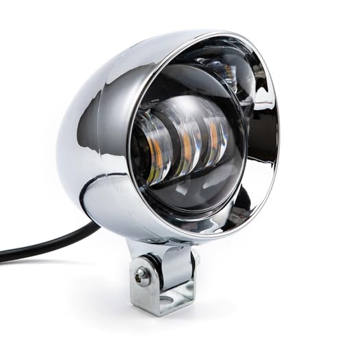 Chrome Bullet LED Motorcycle Fog Lights & Auxiliary Headlight - Dual Color DC12V for ATV, Cruisers, Scooters (style one) - style: style one