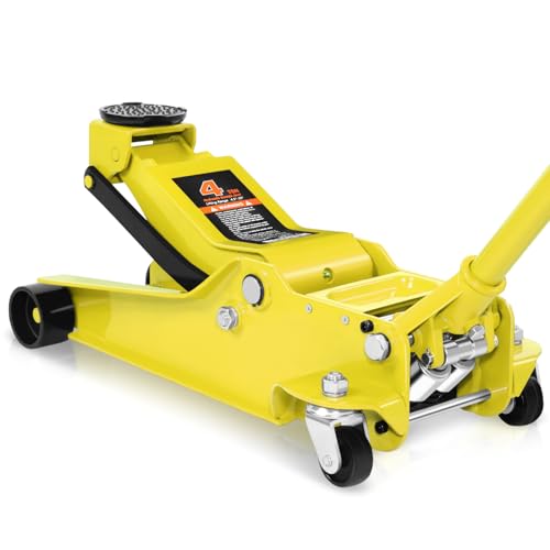 PM PERFORMOTOR Low Profile Hydraulic Trolley Service/Floor Jack, 4 Ton (8000 lbs) Capacity, Lifting Range 4.5"-20", Yellow,PM-TOL-FJ40-YL - color: Yellow