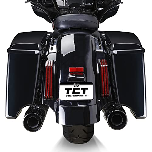 TCT-MOTORPARTS 4" Extended Hard Saddlebags Fit for Harley CVO Touring Road King FLHR Road Glide Street Electra Glide Ultra-Classic 2014-2024 - color: Vivid Black w/ Chrome Latches