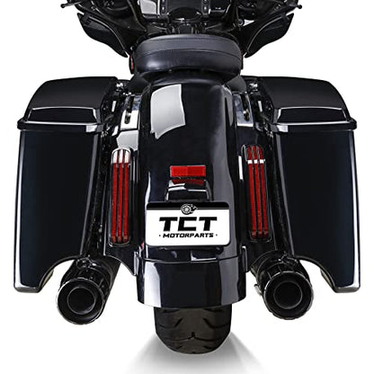 TCT-MOTORPARTS 4" Extended Hard Saddlebags Fit for Harley CVO Touring Road King FLHR Road Glide Street Electra Glide Ultra-Classic 2014-2024 - color: Vivid Black w/ Chrome Latches