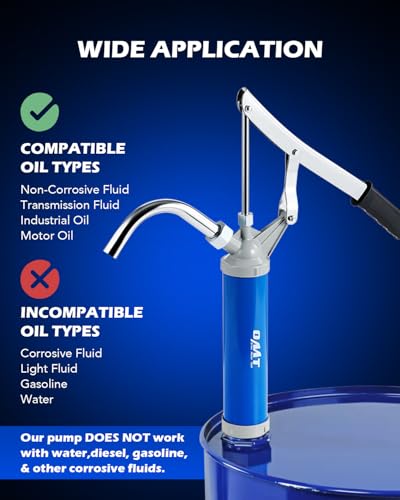 OMT Lever Action Barrel Pump with Telescoping Suction Tube - color: Blue Lever Action Steel Pump