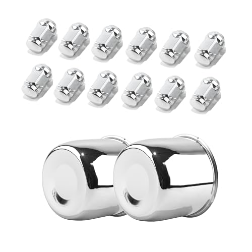 2 Pack 4.25" Push Through Trailer Wheel Center Caps & Lug Nuts - color: Chrome