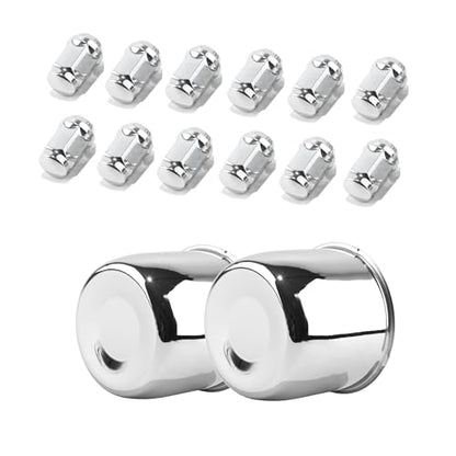 2 Pack 4.25" Push Through Trailer Wheel Center Caps & Lug Nuts - color: Chrome
