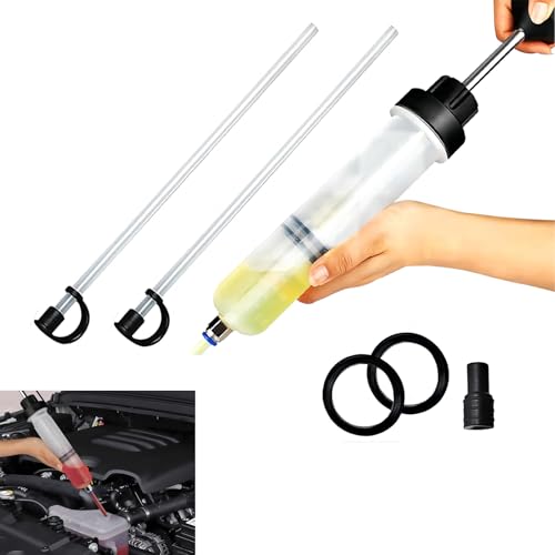 1 PC Manual Car Fluid Extraction Pump with Hose, 200CC Power Steering Transmission Automotive Brake Oil Pump with Gasket, Replacement Accessories, for Most Cars (Transparent)