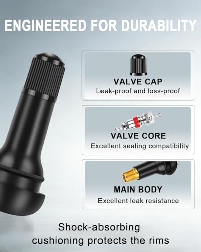 Riseuvo TR413 Tubeless Rubber Snap-in Tire Valve Stems, 100Pcs