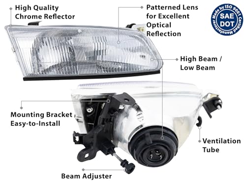 APA Replacement Head Light and Corner Turn Signal Lamp for 1997 1998 1999 Camry 4 Piece Combo Set with Driver Left and Passenger Right Side - color: 1997-1999 Camry Combo