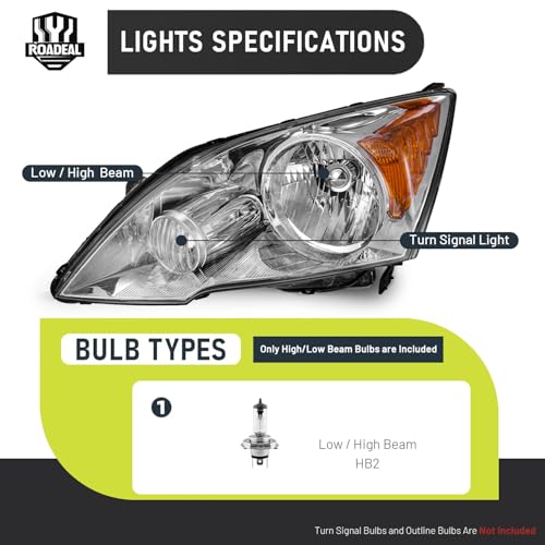 Headlights for 2007-2011 Honda CR-V EX, EX-L, LX, SE 4-Door