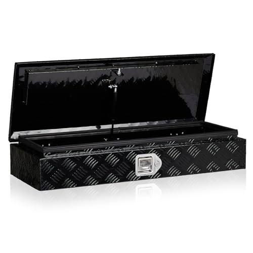 34.5 Inch Aluminum Truck Bed Tool Box with Lock - color: Black, size: 34.5"