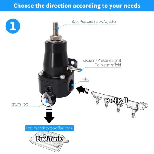 Adjustable EFI Fuel Pressure Regulator Kit 14-36PSI - style: 30-70 PSI