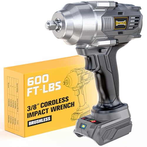 DIYtoolifz Cordless Impact Wrench 3/8” Compatible with Dewalt 20v Battery: 600 Ft-lbs High Torque Impact Driver, 3100RPM Brushless Electric Impact Gun with 4-Mode Speed, LED Light(Bare Tool) - size: 600ft-lbs, style: Compatible with Dewalt 20v Battery (Ba