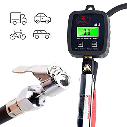 AEROPRO Tools Digital Tire Pressure Gauge with Inflator 203 PSI