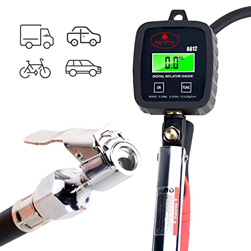AEROPRO Tools Digital Tire Pressure Gauge with Inflator 203 PSI