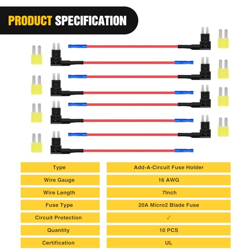 Nilight 10 Pack Micro2 Car Add a Circuit ATR Blade Fuse Tap Adapter - color: 10Pcs Micro2
