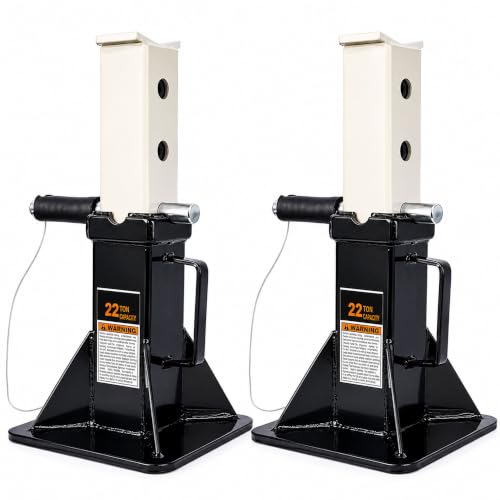 22 Ton Heavy Duty Jack Stands, Professional Pin Type Car Jack Stand Pair, 44,000 lb Capacity, Adjustable 12-20 Inch Steel Support Stands with Safety Lock for Trucks, Trailers & Equipment,Black - color: Black