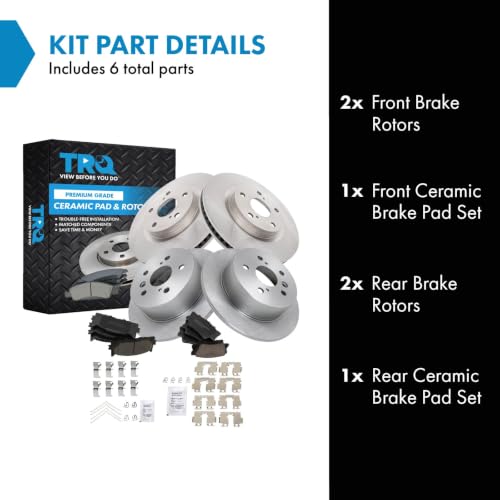 TRQ Front and Rear Ceramic Brake Pad and Rotor Set - style: BKA11184