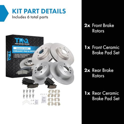 TRQ Front and Rear Ceramic Brake Pad and Rotor Set - style: BKA11184
